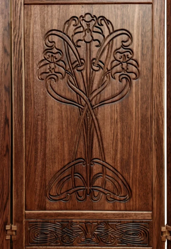 Art Nouveau style handmade wood folding screen inspired by Gaspar Homar and Charles Rennie Mackintosh - Image 11