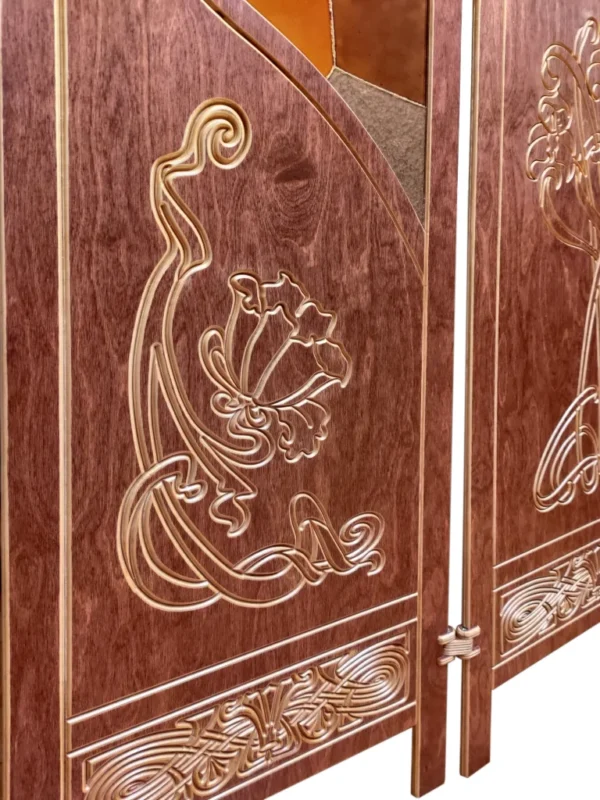 Art Nouveau style handmade wood folding screen inspired by Gaspar Homar and Charles Rennie Mackintosh - Image 5