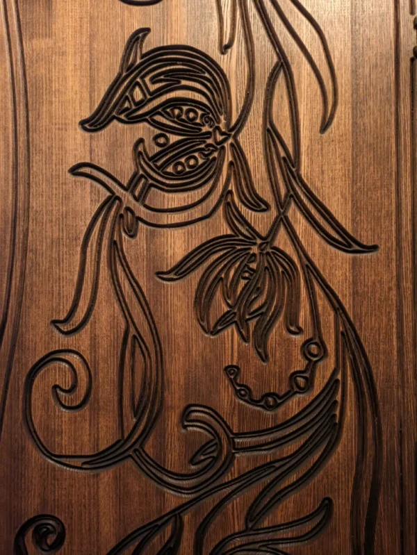 Art Nouveau wood carved folding screen (Large version) - Image 5