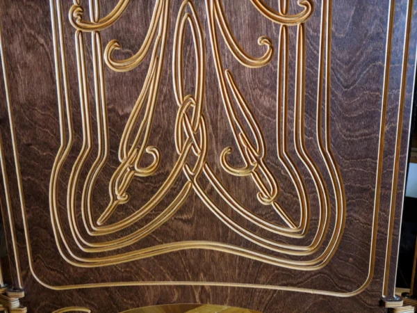 Art Nouveau wood carved folding screen - Image 3