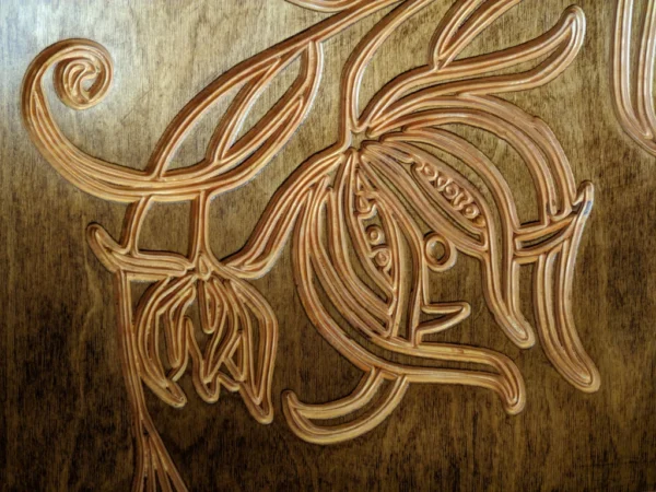 Art Nouveau wood carved folding screen - Image 11