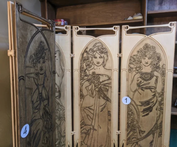 A&D Room Divider Folding Screen based on drawings by artist Alphonse Mucha "The Seasons" - Image 4