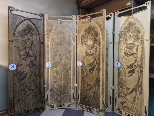 A&D Room Divider Folding Screen based on drawings by artist Alphonse Mucha "The Seasons" - Image 3