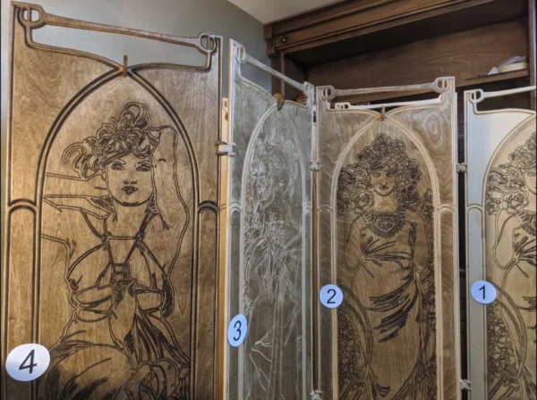 A&D Room Divider Folding Screen based on drawings by artist Alphonse Mucha "The Seasons" - Image 10