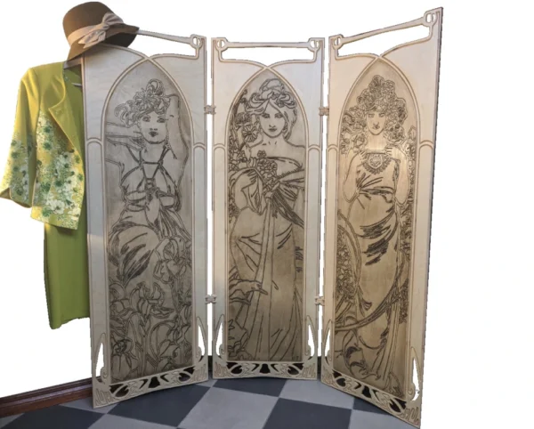 A&D Room Divider Folding Screen based on drawings by artist Alphonse Mucha "The Seasons" - Image 8