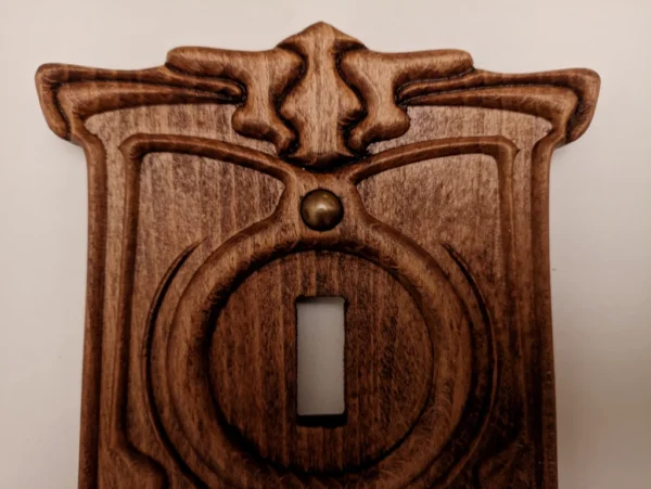 A&D Art Deco switch plate cover, vintage wooden switch cover - Image 4