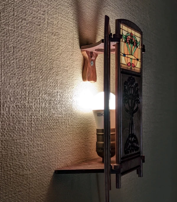 A&D Art Nouveau lamp as plug in wall sconce, wood pendant light - Image 3