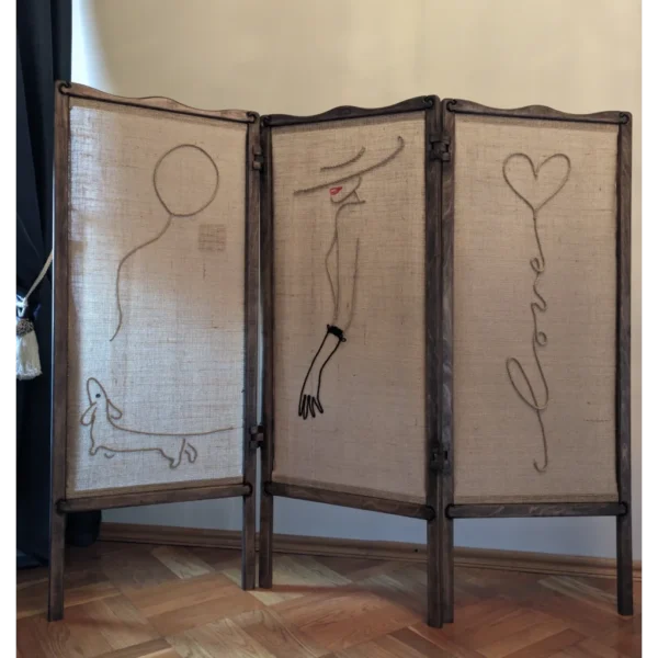 A&D Room Divider folding screen "Lady with a Dog"