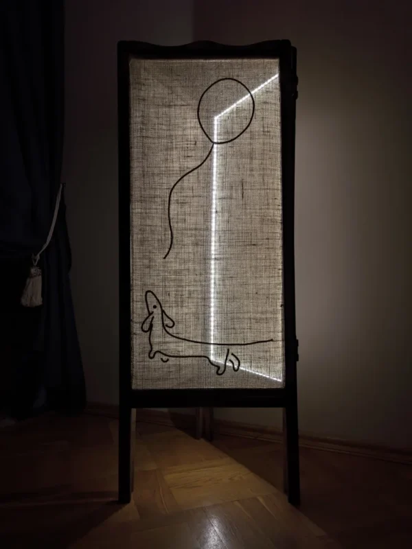 A&D floor lamp Room Divider folding screen "The Lady with the Dog" - Image 3