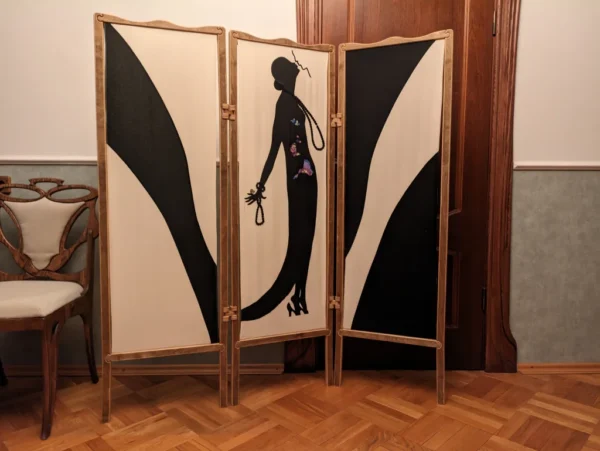 A&D Room Divider folding screen in Art Deco style based on a drawing by Russian artist Roman Tyrtov - Image 3