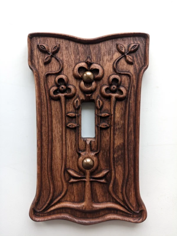 A&D Art Nouveau switch plate cover, vintage wooden switch cover - Image 2