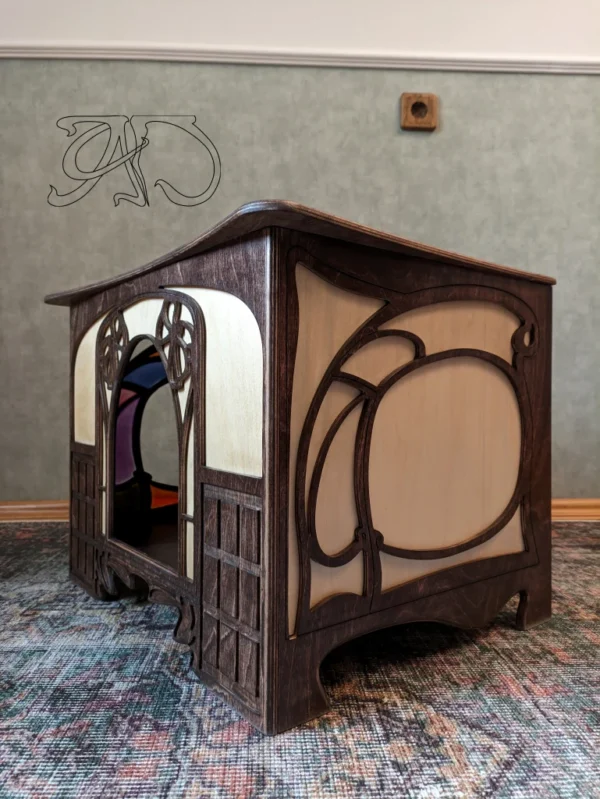 A&D Art Nouveau style pethouse, wooden cat houses, cat house indoor