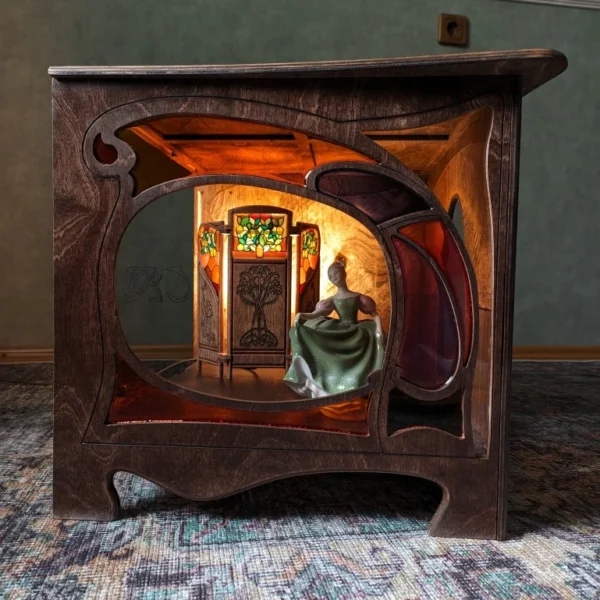 A&D dollhouse miniature Art Nouveau room box