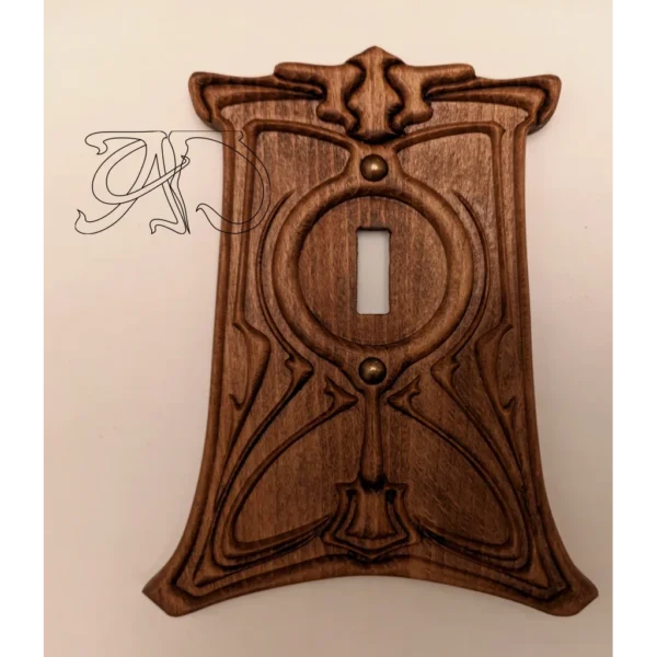 A&D Art Deco switch plate cover, vintage wooden switch cover