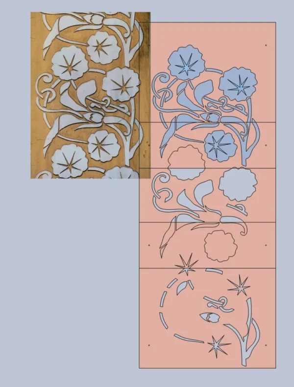 A&D Art Nouveau Wall Border Stencil #40, set of pdf, dxf, svg files - Image 3