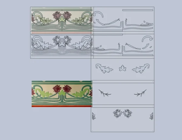 A&D Art Nouveau Wall Border Stencil #69 footer, set of pdf, dxf, svg files - Image 3