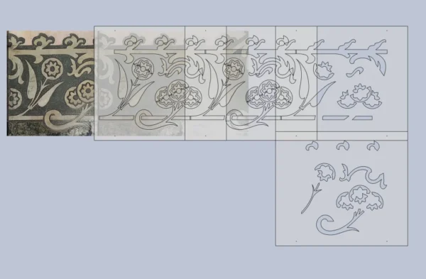 A&D Art Nouveau Wall Border Stencil #84, set of pdf, dxf, svg files - Image 3