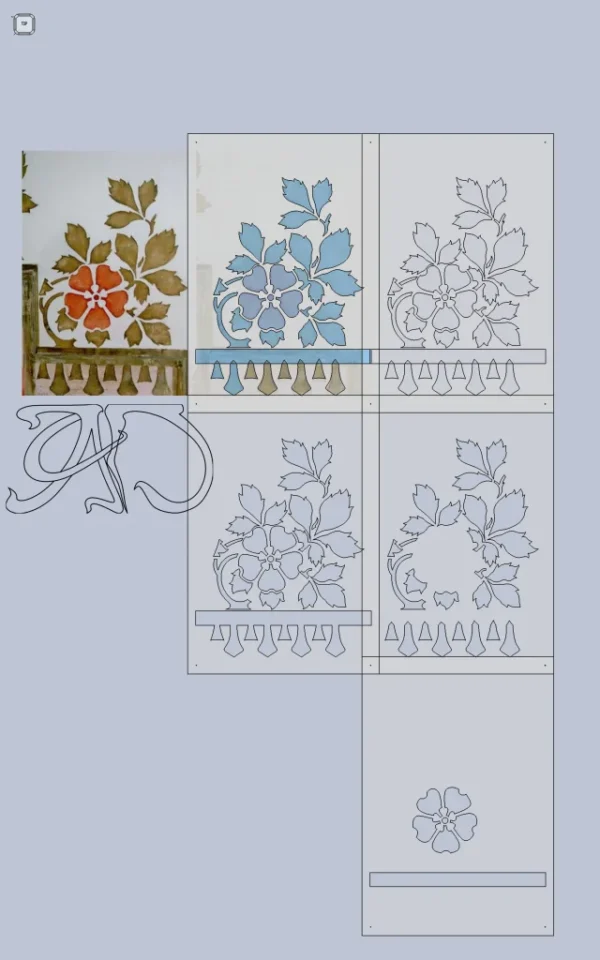 A&D Art Nouveau Wall Border Stencil #110, set of pdf, dxf, svg files - Image 4