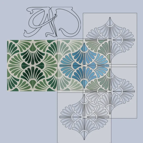 A&D Art Deco Wall Border Stencil #103, set of pdf, dxf, svg files - Image 3