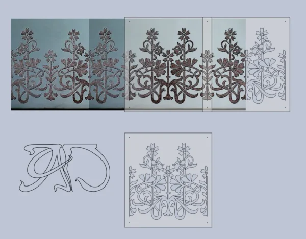 A&D Art Nouveau Wall Border Stencil #105, set of pdf, dxf, svg files - Image 3