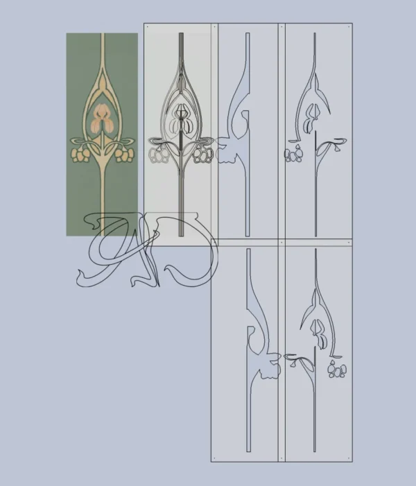 A&D Art Nouveau Wall Border Stencil #100, set of pdf, dxf, svg files - Image 3