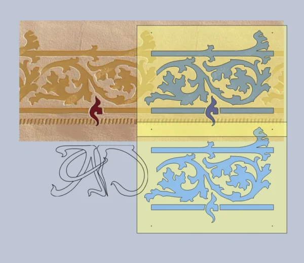 A&D Art Nouveau Wall Border Stencil #111, set of pdf, dxf, svg files - Image 3