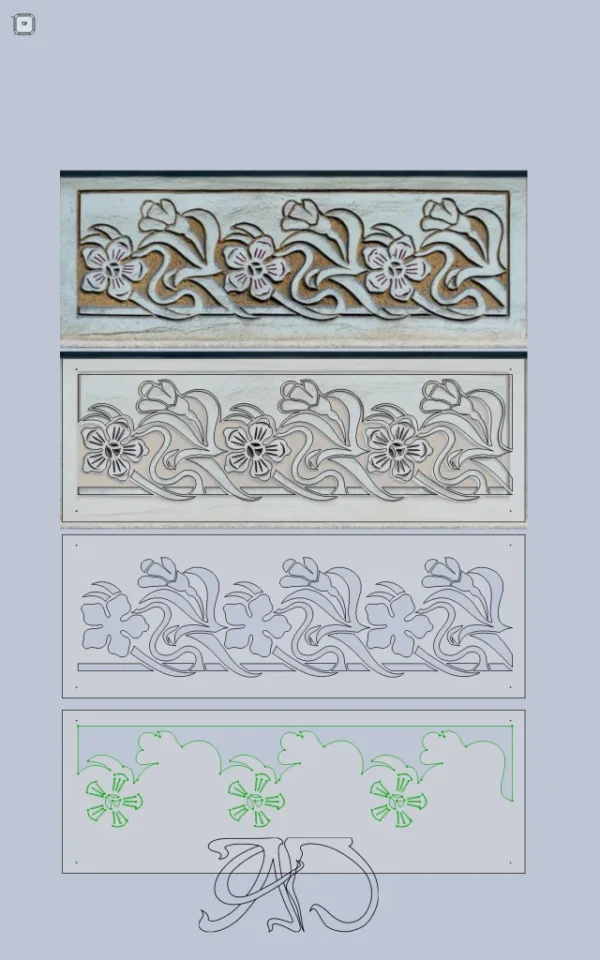 A&D Art Nouveau Wall Border Stencil #90, set of pdf, dxf, svg files - Image 3