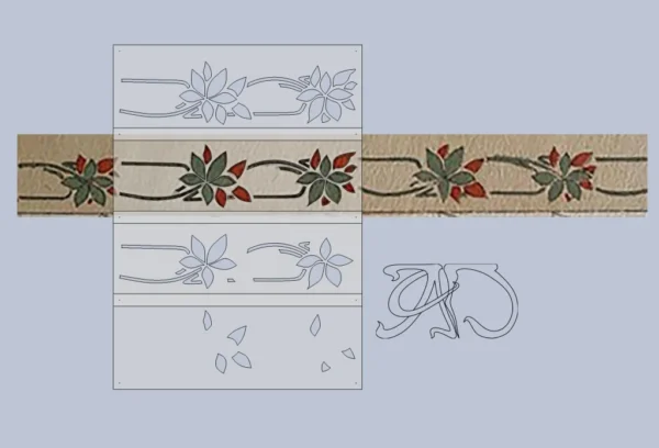 A&D Art Nouveau Wall Border Stencil #104 footer, set of pdf, dxf, svg files - Image 4