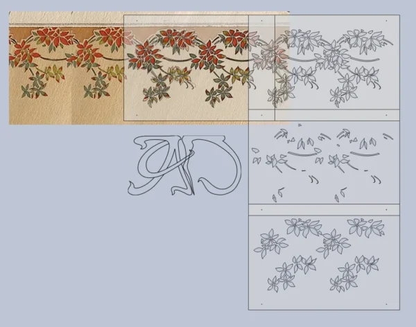 A&D Art Nouveau Wall Border Stencil #104 head, set of pdf, dxf, svg files - Image 3