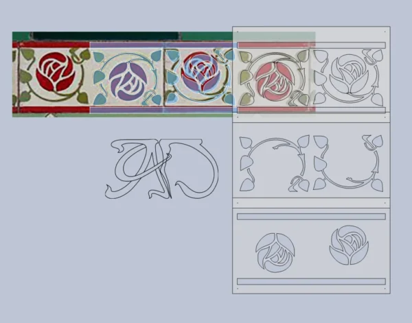 A&D Art Nouveau Wall Border Stencil #62, set of pdf, dxf, svg files - Image 3