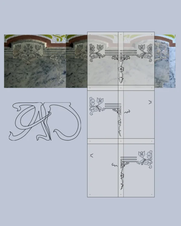 A&D Art Nouveau Wall Border Stencil #107 footer, set of pdf, dxf, svg files - Image 4