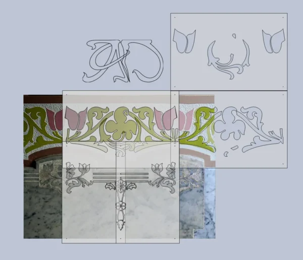 A&D Art Nouveau Wall Border Stencil #107 footer, set of pdf, dxf, svg files - Image 5