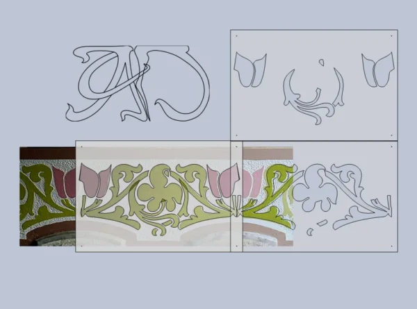 A&D Art Nouveau Wall Border Stencil #107 head, set of pdf, dxf, svg files - Image 4