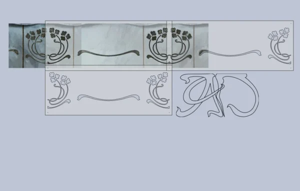 A&D Art Nouveau Wall Border Stencil #31-foot, set of pdf, dxf, svg files - Image 4