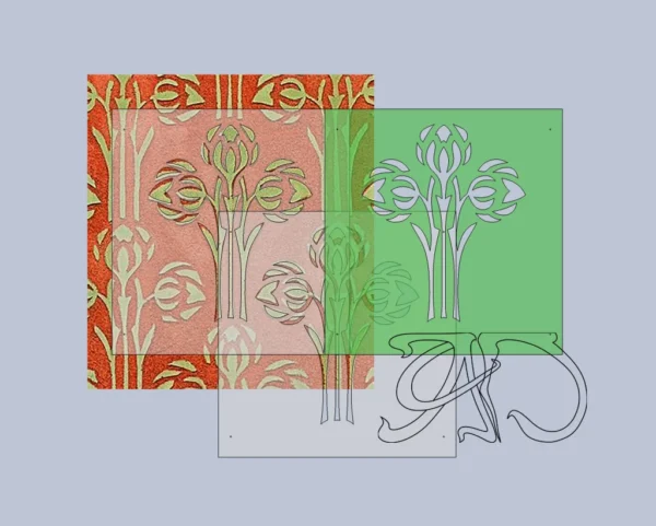 A&D Art Nouveau Wall Border Stencil #127 center, set of pdf, dxf, svg files - Image 3