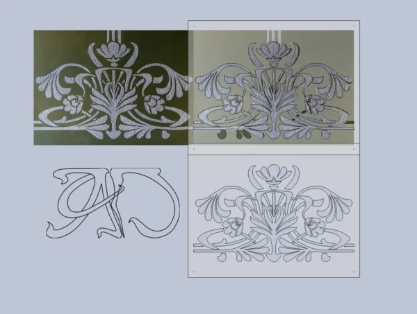 A&D Art Nouveau Wall Border Stencil #132, set of pdf, dxf, svg files - Image 3