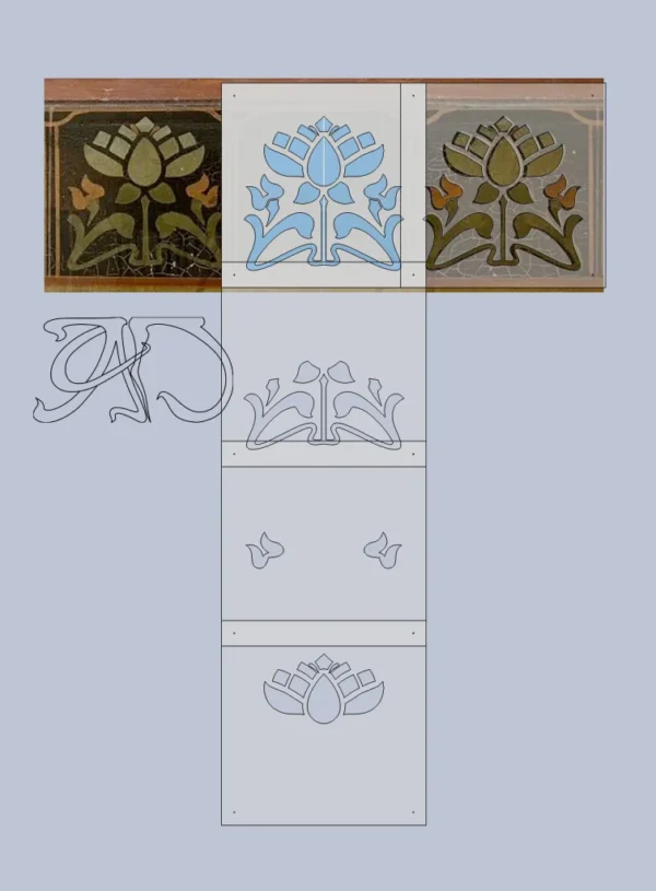 A&D Art Nouveau Wall Border Stencil #134 part 1, set of pdf, dxf, svg files - Image 5