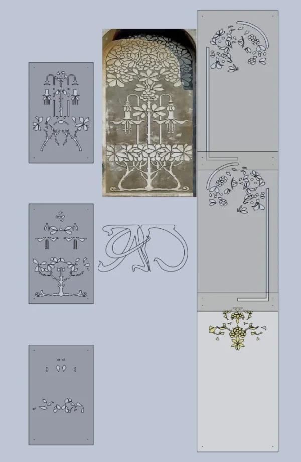 A&D Art Nouveau Wall Border Stencil #36-full, set of pdf, dxf, svg files - Image 3