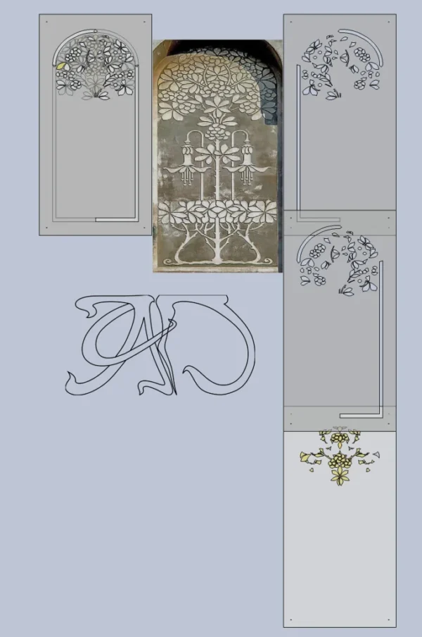 A&D Art Nouveau Wall Border Stencil #36-full, set of pdf, dxf, svg files - Image 4