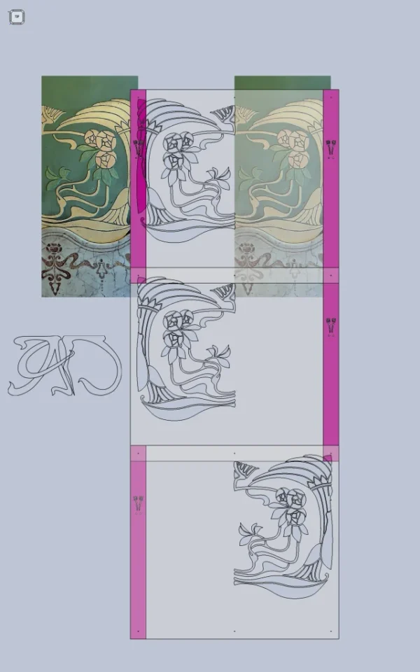 A&D Art Nouveau Wall Border Stencil #72, set of pdf, dxf, svg files - Image 3