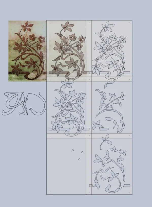 A&D Art Nouveau Wall Border Stencil #135, set of pdf, dxf, svg files - Image 3