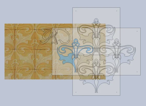 A&D Art Nouveau Wall Border Stencil #121 center, set of pdf, dxf, svg files - Image 5