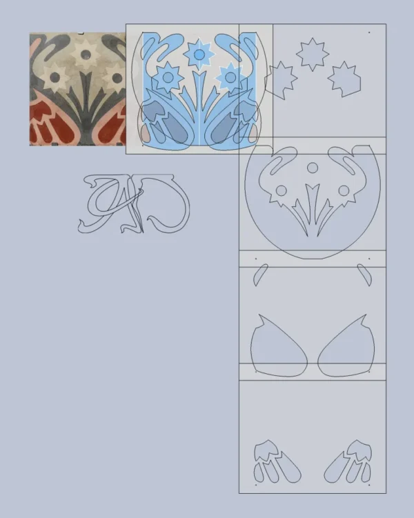 A&D Art Nouveau Wall Border Stencil #144, set of pdf, dxf, svg files - Image 4