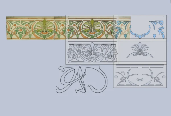 A&D Art Nouveau Wall Border Stencil #148, set of pdf, dxf, svg files - Image 3