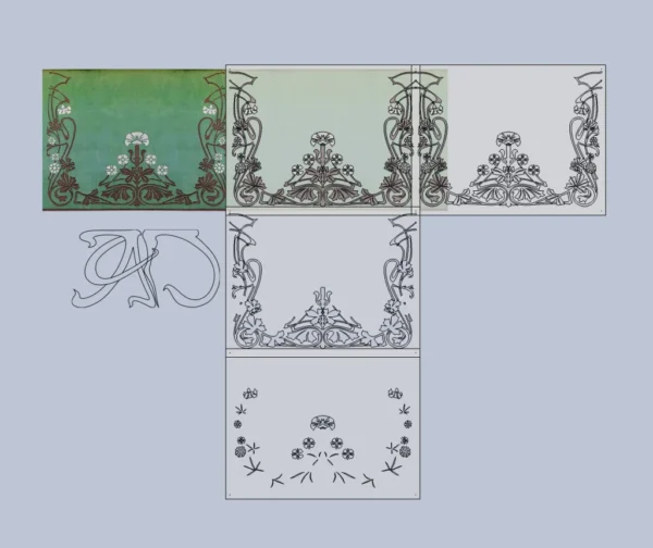 A&D Art Nouveau Wall Border Stencil #118, set of pdf, dxf, svg files - Image 4