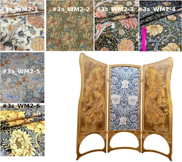 Art Nouveau wood carved folding screen  #3 textile version - Image 14