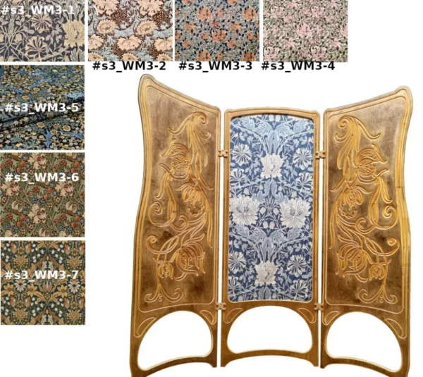 Art Nouveau wood carved folding screen  #3 textile version - Image 12