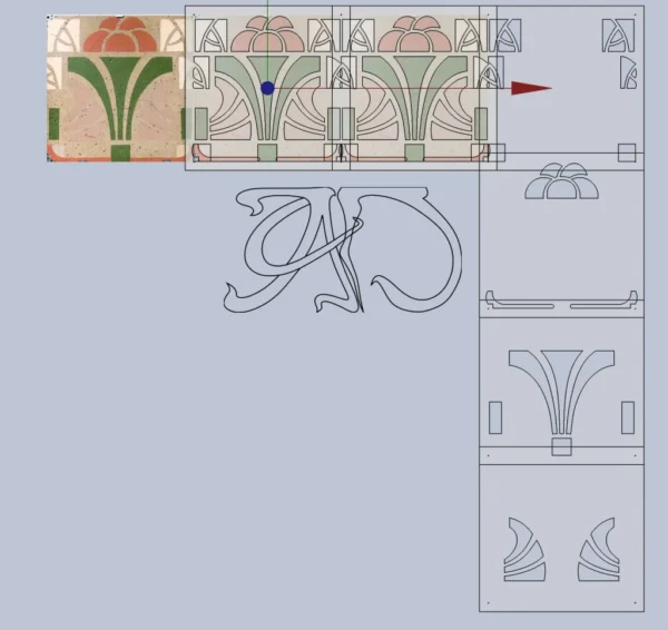 A&D Art Nouveau Wall Border Stencil #141, set of pdf, dxf, svg files - Image 3