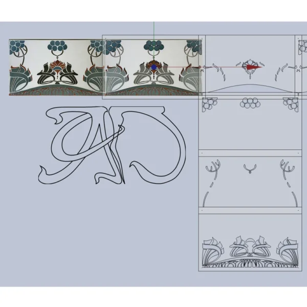 A&D Art Nouveau Wall Border Stencil #125, set of pdf, dxf, svg files - Image 5