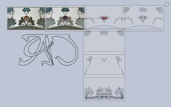 A&D Art Nouveau Wall Border Stencil #125, set of pdf, dxf, svg files - Image 4